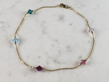 Womens Vintage Estate 14K Yellow Gold Anklet Bracelet