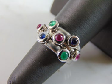 Womens Vintage Estate 14K White Gold Modernist Ring