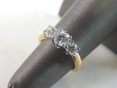 Womens 14K Gold Platinum Diamond Ring