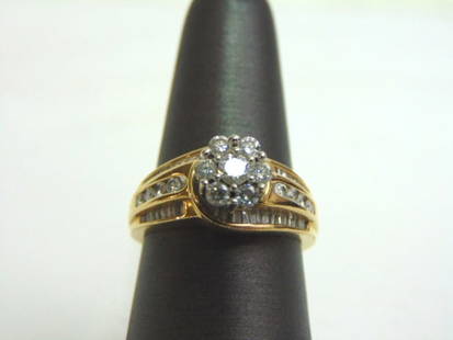 Women's Vintage 14K Yellow Gold Diamond Cluster Ring: FOR SALE IS THIS ATTRACTIVE 14K YELLOW GOLD DIAMOND CLUSTER RING. THE RING WEIGHS 7.1g, AND IS A SIZE 7.5. THERE ARE A LITTLE OVER 1.0cts WORTH OF DIAMONDS. ANY QUESTIONS, PLEASE DO NOT HESITATE TO AS
