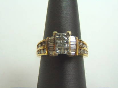 Women's Vintage 14K Yellow Gold Diamond Cluster Ring: FOR SALE IS THIS ATTRACTIVE 14K YELLOW GOLD DIAMOND CLUSTER RING. THE RING WEIGHS 6.8g, AND IS A SIZE 6.75. THERE ARE ABOUT .85cts WORTH OF DIAMONDS. ANY QUESTIONS, PLEASE DO NOT HESITATE TO ASK. THIS