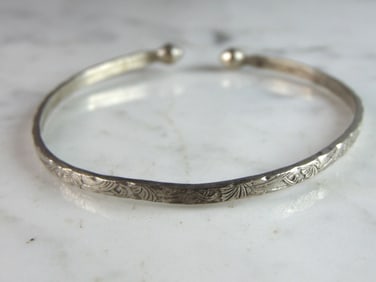 Womens Vintage Estate Sterling Silver Modernist Cuff Bracelet