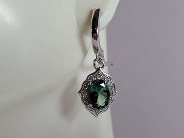 Womens Estate Sterling Silver Modernist CZ Earrings