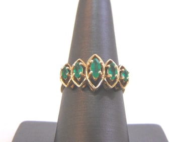 Women's Vintage Estate 14K Yellow Gold Ring w/ Emeralds