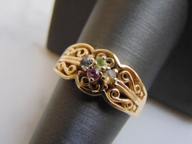 Women's Vintage Estate 14K Gold Multi Stone Ring
