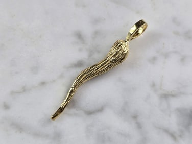 Sterling Silver Gold Tone Italian Horn Pendant 3.0g E3833