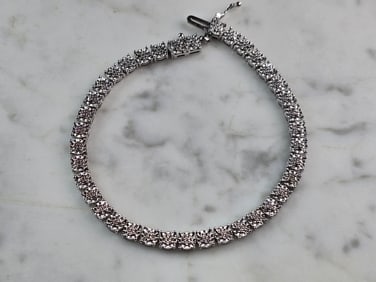 Womens Vintage Estate Sterling Silver CZ Tennis Bracelet