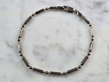 Womens Vintage Estate Sterling Silver Beaded Bracelet