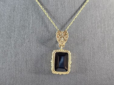 Womens Vintage Estate Sterling Silver Smoky Quartz Pendant Necklace