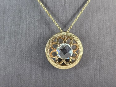 Womens Sterling Silver Gold Tone Modernist Pendant Necklace