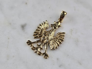 Vintage Estate 14k Yellow Gold Polish Eagle Phoenix Pendant
