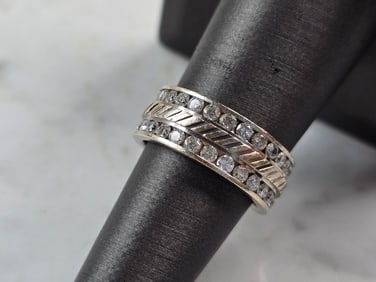 Womens Vintage Estate 14K White Gold Diamond Ring