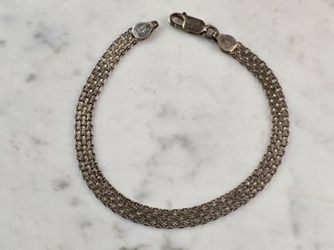 Womens Vintage Estate Italian Sterling Silver Mesh Bracelet