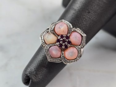 Womens Vintage Estate Sterling Silver Flower Ring