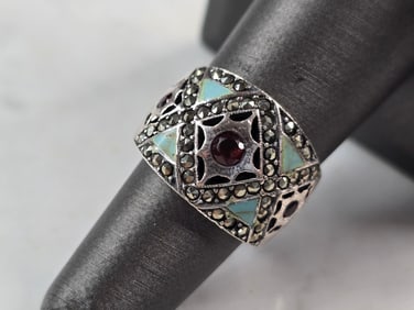 Womens Vintage Estate Sterling Silver Modernist Ring