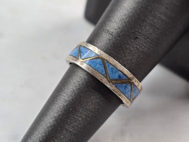 Womens Vintage Estate Sterling Silver Lapis Lazuli Stone Ring