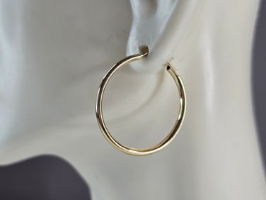 Pr Womens 14K Yellow Gold Hoop Earrings