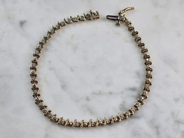 Womens Vintage Estate 14K Gold Diamond Tennis Bracelet