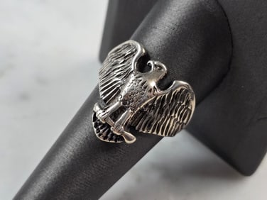 Mens Vintage Estate Sterling Silver Eagle Ring