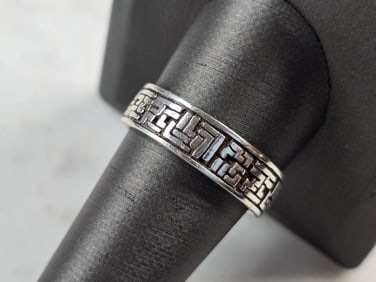 Mens Estate Sterling Silver Modernist Band Ring