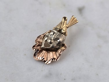 Womens Vintage Estate 14K Mixed Gold Michael Anthony Clown Pendant