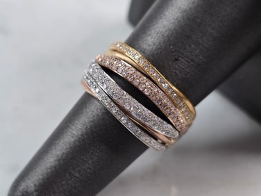 Womens Vintage Estate 14k Tri Gold Pave Diamond EFFY Ring