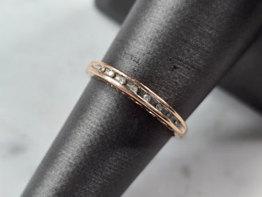 Womens Vintage Estate 10K Rose Gold Diamond Ring