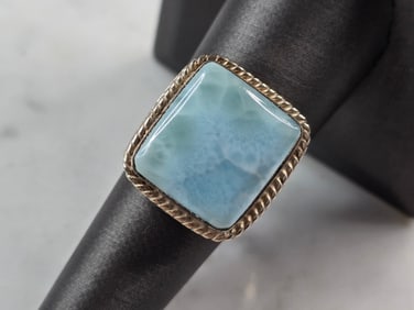 Womens Vintage Estate Sterling Silver Larimar Ring