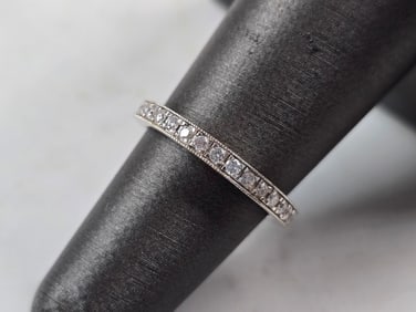 Womens Vintage Estate 14K White Gold Diamond Ring