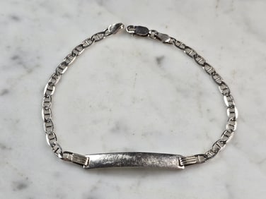 Womens Vintage Estate Sterling Silver ID Bracelet