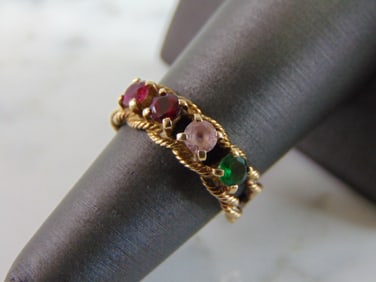 Womens Vintage 10K Yellow Gold Gemstone Tiara Ring