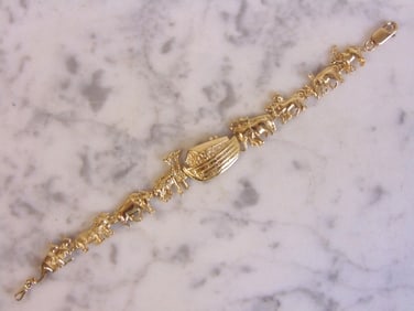 Womens Vintage Estate Biblical 14K Yellow Gold Noah's Ark Bracelet