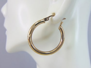 Pr Womens Vintage Estate 10K Gold Etched Hoop Earrings