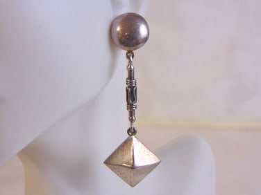 Womens Vintage Estate Sterling Silver Dangle Earrings
