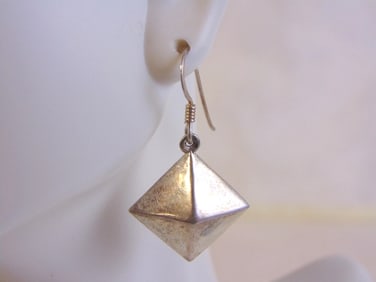 Womens Sterling Silver Modernist Dangle Earrings
