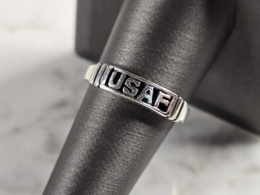 Womens Mens Sterling Silver Military USAF Air Force Ring