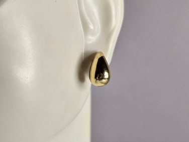 Womens Vintage Estate Sterling Silver Gold Tone Kidney Stud Earrings
