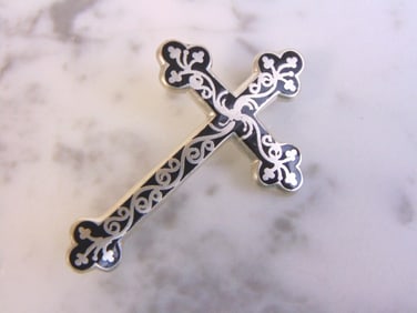 Womens Vintage Estate .925 Sterling Silver Cross Brooch