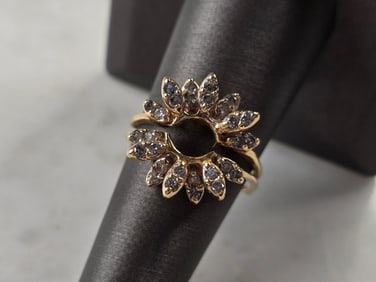Womens Vintage Estate 14k Gold Diamond Ring Enhancer