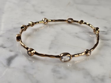 Womens Vintage Estate Sterling Silver Gold Tone Bangle Bracelet