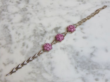 Womens Sterling Silver Flower Millefiori Bracelet