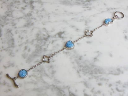 Womens Sterling Silver Millefiori Bracelet: FOR SALE IS A LOVELY VINTAGE ESTATE .925 STERLING SILVER MILLEFIORI BRACELET THAT MEASURES 7 1/2" LONG BY 1/2" WIDE AND WEIGHS 14.6g. THIS WOULD MAKE A LOVELY GIFT FOR THAT SOMEONE SPECIAL. ANY QUESTI