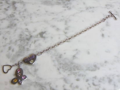 Womens Vintage Sterling Silver Love Charm Bracelet: FOR SALE IS A LOVELY VINTAGE ESTATE .925 STERLING SILVER LOVE CHARM BRACELET THAT MEASURES 7 5/8" LONG BY 1/4" WIDE AND WEIGHS 14.1g. THIS WOULD MAKE A LOVELY GIFT FOR THAT SOMEONE SPECIAL. ANY QUESTI