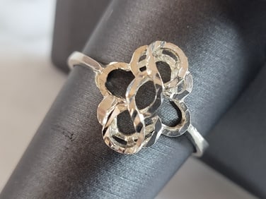Womens Vintage Estate Sterling Silver Modernist Infinity Knot Ring