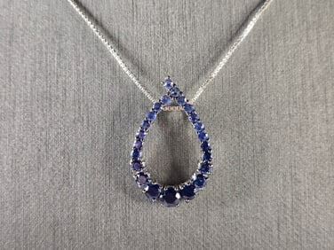 Womens Vintage Estate Sterling Silver Modernist Pendant & Necklace