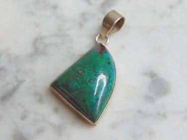 Womens Vintage Sterling Silver Variscite Stone Pendant