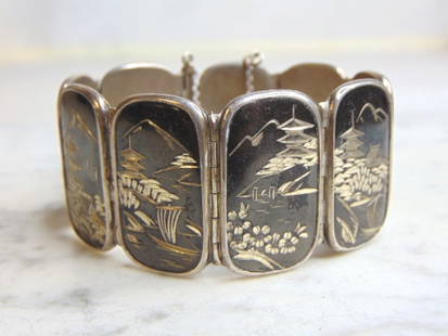 Womens Vintage Estate Sterling Silver Chinese Bracelet: FOR SALE IS A LOVELY VINTAGE ESTATE .925 STERLING SILVER CHINESE BRACELET. BRACELET MEASURES 7" LONG BY 1 1/8" WIDE AND WEIGHS 45.2g. THIS WOULD MAKE A LOVELY GIFT FOR THAT SOMEONE SPECIAL. ANY