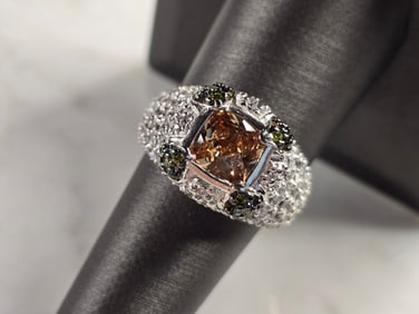 Womens Estate Sterling Silver Modernist Citrine Ring