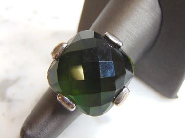 Womens Vintage Sterling Silver Diopside Stone Ring