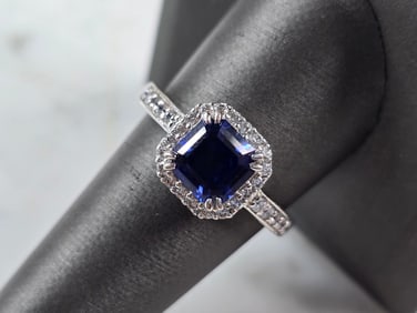Womens Vintage Estate Sterling Silver Sapphire CZ Ring